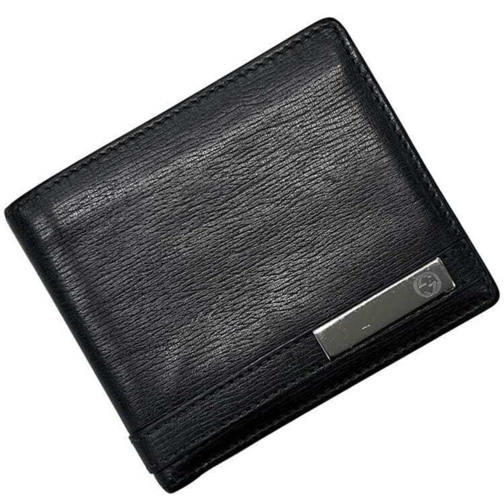Gucci Bifold Wallet Folding Leather GG Compact Coin Purse Black